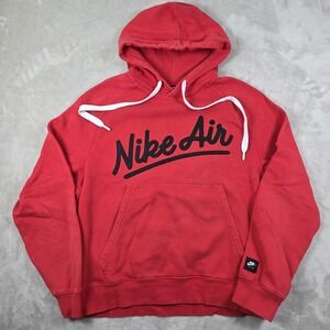 Nike Air Hoodie Mens Large Red Pullover Graphic Sweatshirt Casual Y2K Streetwear